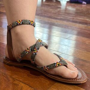 ANTHRO BEADED STRAPPY SANDAL, EU 40